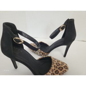 Apt 9 Black w/Leopard Print Faux Fur Heels Women's size 7.5